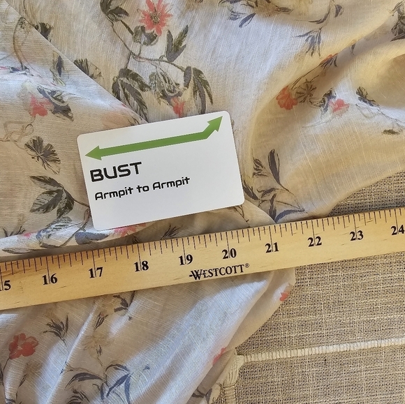 J.Jill XLP Linen Lyocell Blend Floral Tunic Top Sheer - Picture 15 of 15